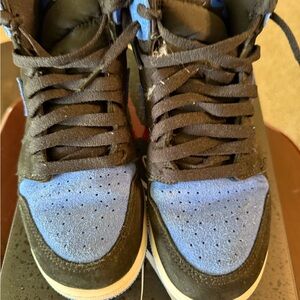 Black and Blue High-Top Sneakers